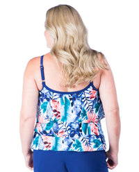 Maxine - Tropical Plus Size Tiered Tankini Top