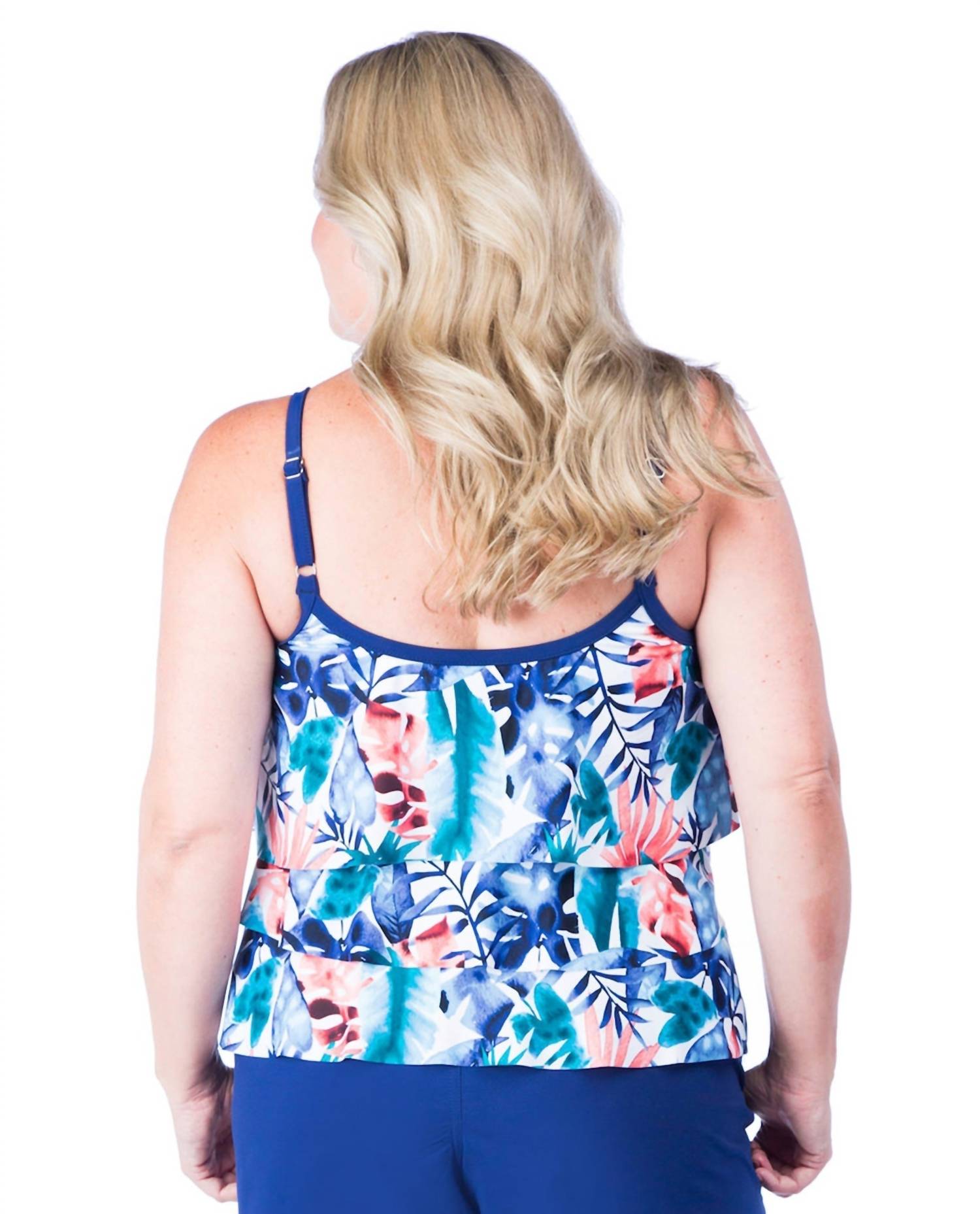 Maxine - Tropical Plus Size Tiered Tankini Top