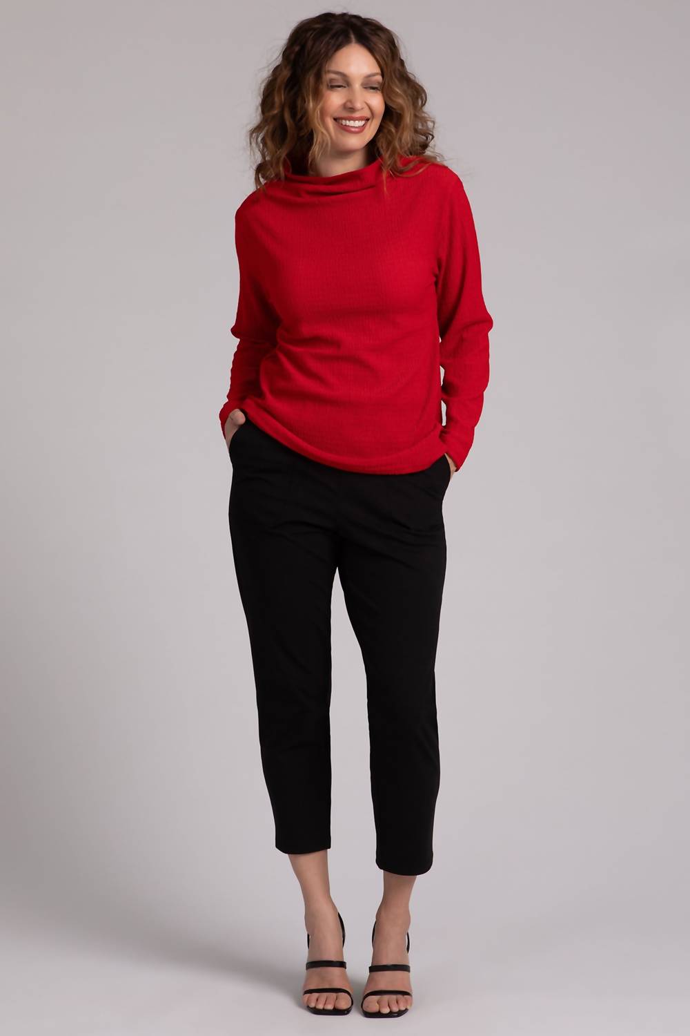 Sympli - Popcorn Waffle Funnel Neck Top