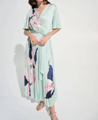 Joseph Ribkoff - Floral Pleated Satin Maxi Dress