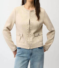 Joseph Ribkoff - Studded Faux Suede Long Sleeves Jacket
