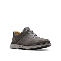 Clarks Men's Un Briley Vibe Oxford Shoes in dark grey nubuck - men's shoe - detail view