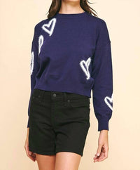 PINCH Heart Pullover Sweater in navy - women's sweater - view 4