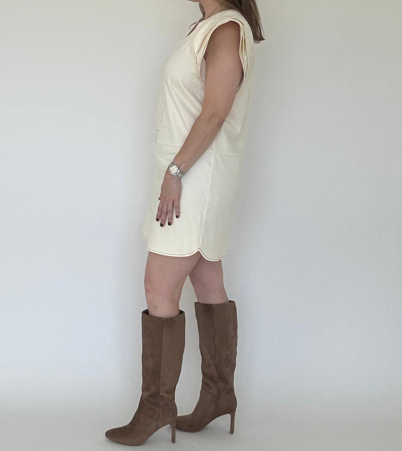 Thml - Neutral Denim Flutter Sleeve Dress