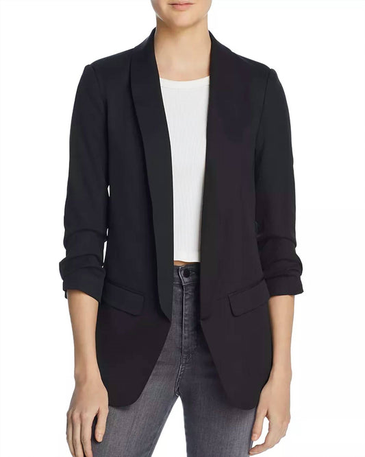 Aqua - Open Front Ruched Sleeve Blazer Jacket