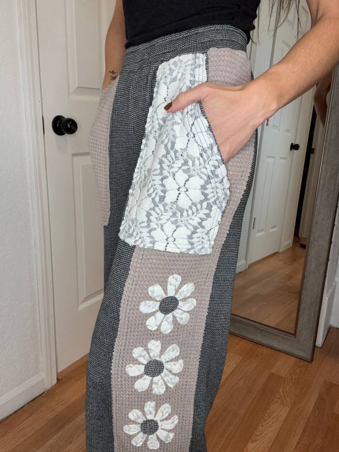 Davi & Dani - Farly Wide Leg Patchwork Pants