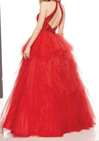 ALYCE PARIS Beaded V Neck Layered Tulle Ball Gown - women's dress - detail view