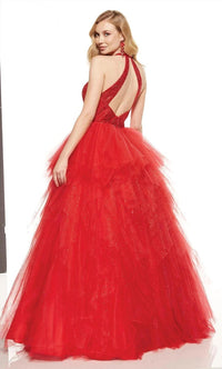 ALYCE PARIS Beaded V Neck Layered Tulle Ball Gown - women's dress - alternate view