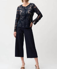 Joseph Ribkoff - Laser Cut Leatherette Giraffe Print Fitted Jacket