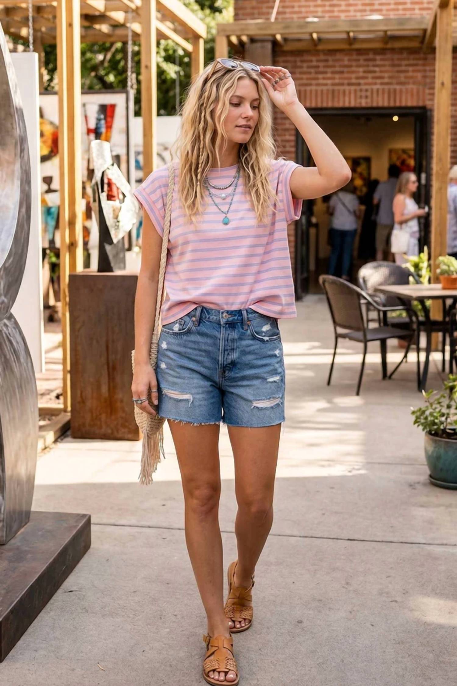 Sewn And Seen - Striped Cap Sleeve Top
