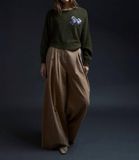 Purple Maroon - Bow Embroidered Sweater
