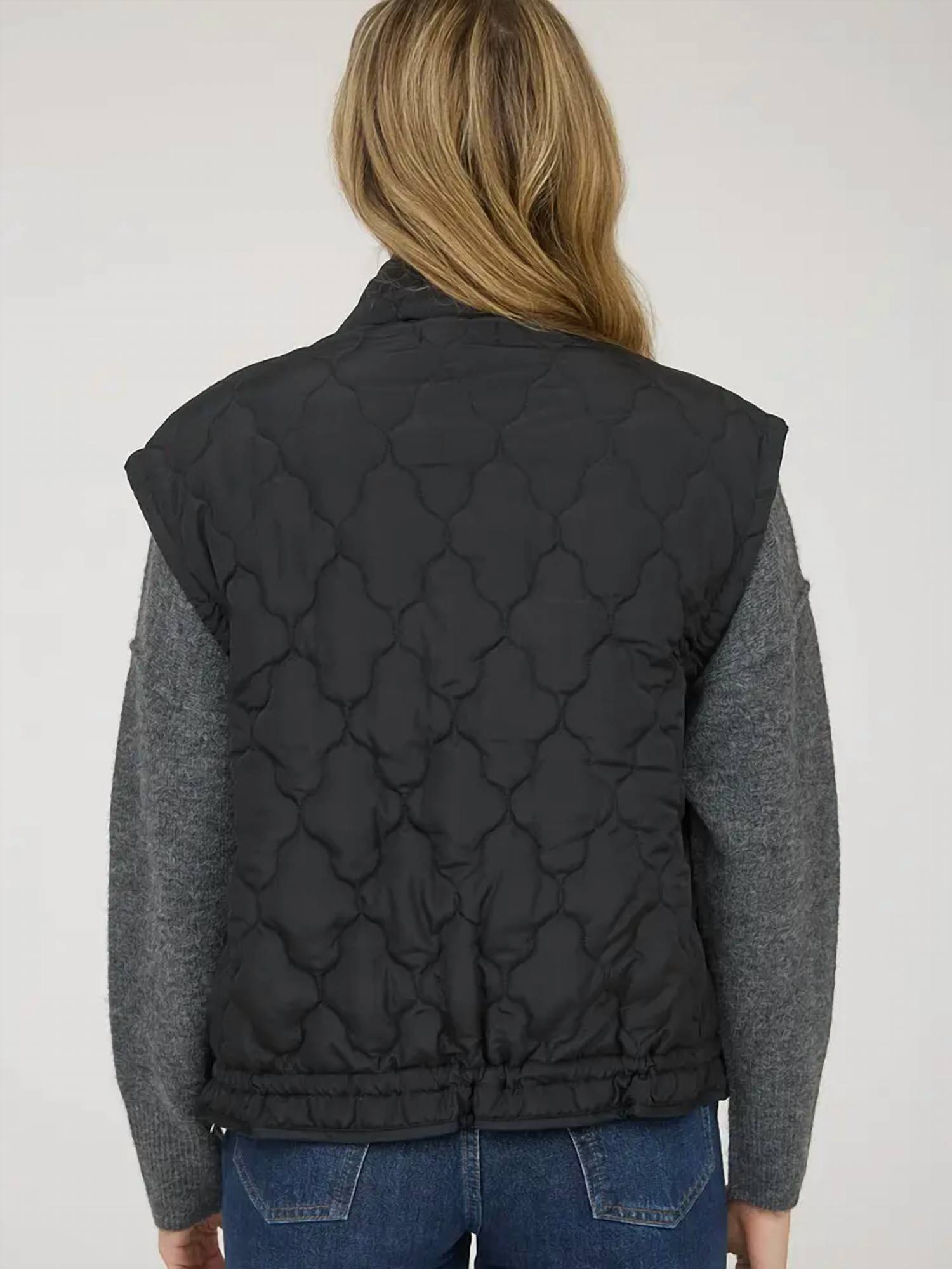 Blu Pepper - Tie Detail Snap Button Down Quilted Puffer Vest