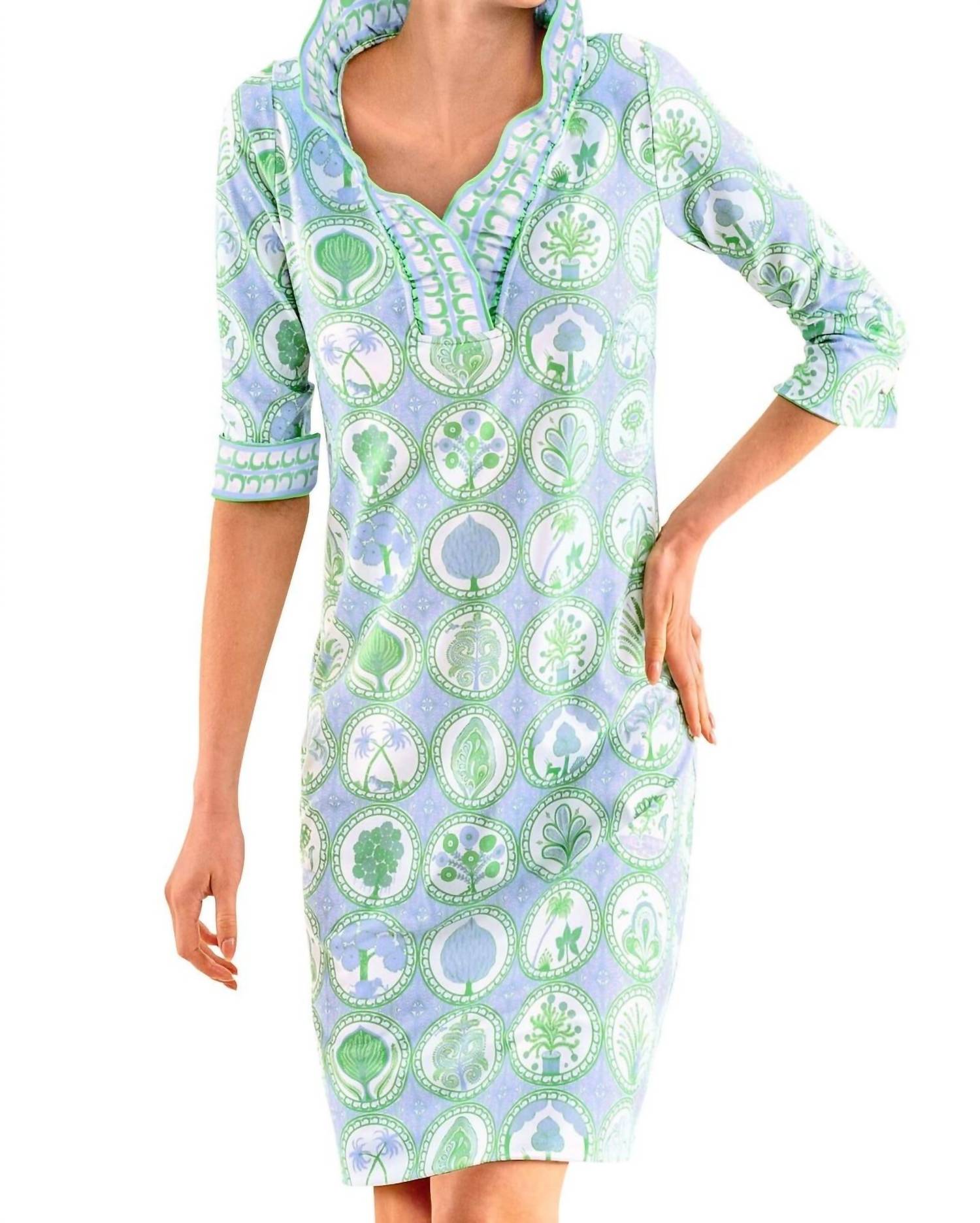Gretchen Scott - Ruffle Neck 3/4 Sleeve Dress