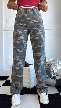 HIDDEN Rebel Terrain Wide Leg Jeans in camo - women's pants