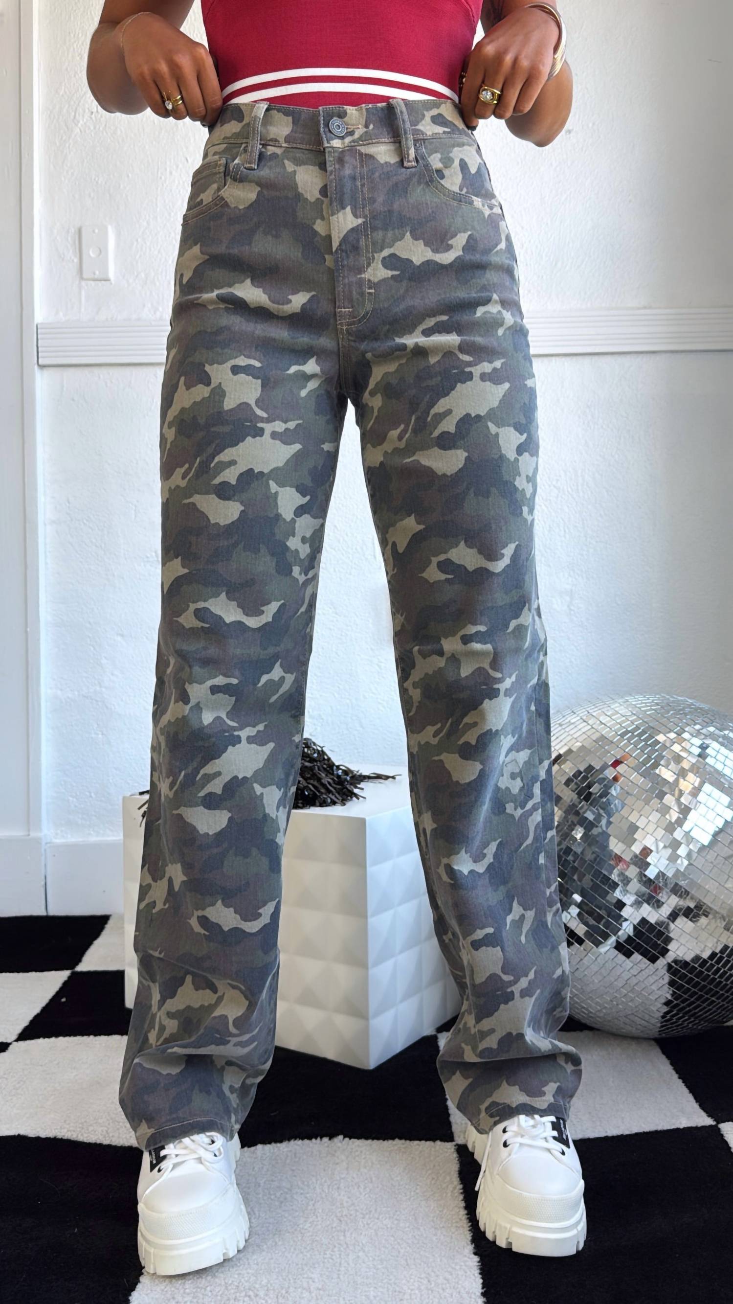 HIDDEN Rebel Terrain Wide Leg Jeans in camo - women's pants