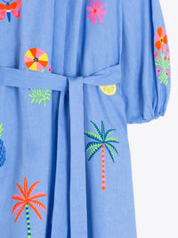 Vilagallo - Women's Long Dress With Tropical Embroidery
