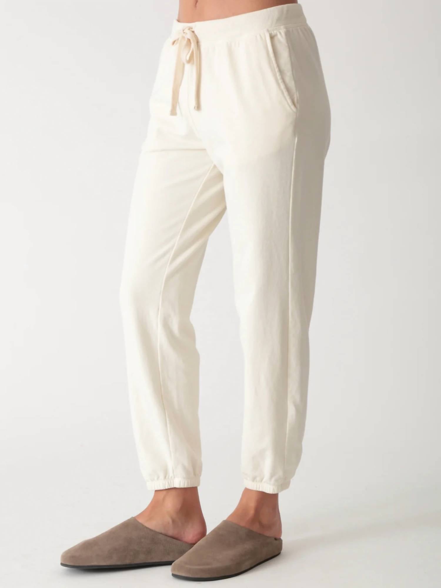Electric & Rose Classic Spiral Jogger in ivory - women's pants - detail view