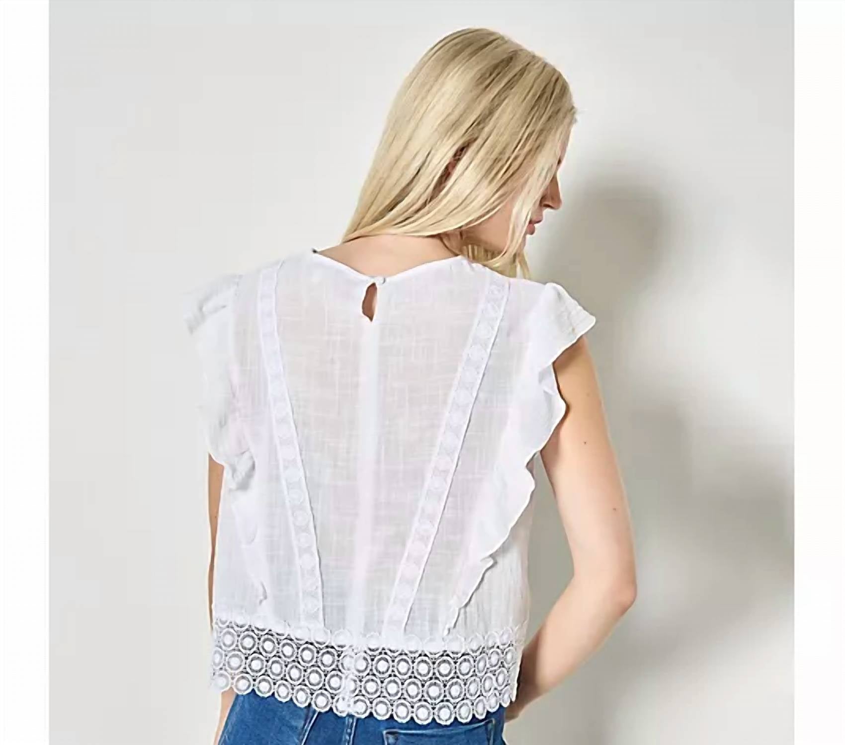 Apricot - Lace Trim Frill Edge Top