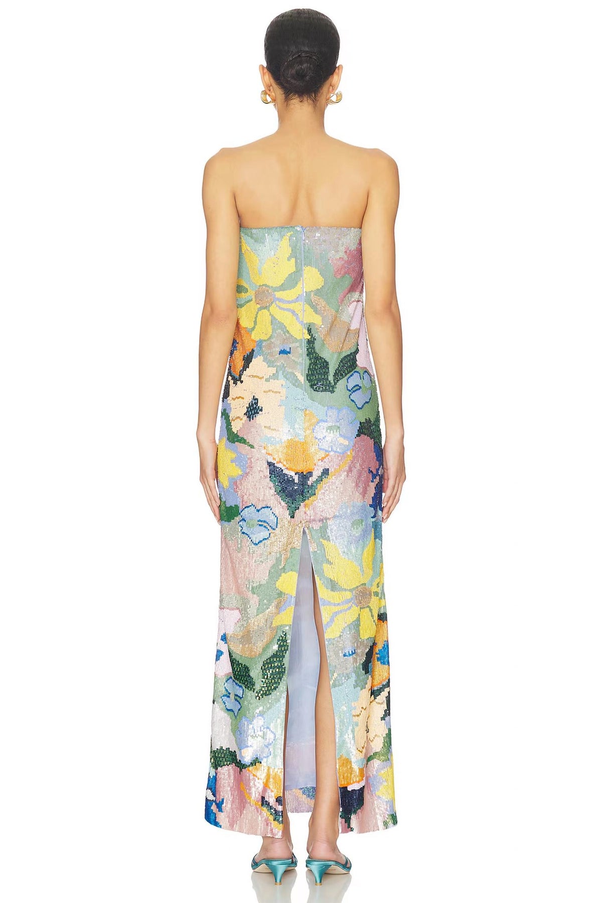 La Fuori - Floral Jacquard Embroidered Gown