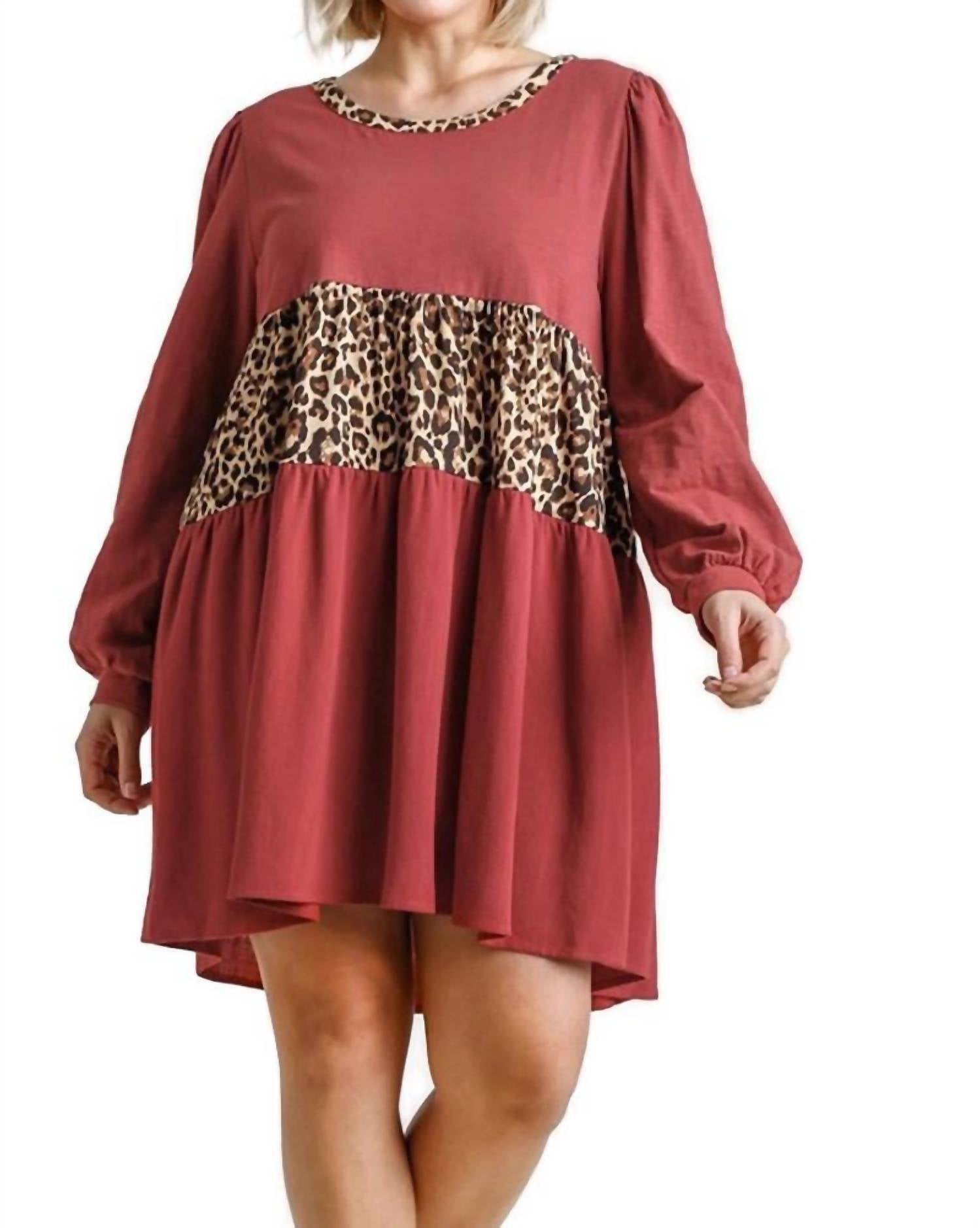 Umgee - Leopard Tiered Babydoll Dress