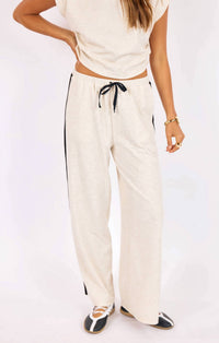 SAGE THE LABEL Metro Knit Pants in heather oatmeal - women's pants