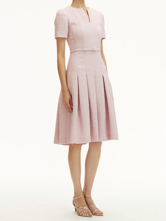 Oscar De La Renta - Lurex Check Tweed Flare Dress