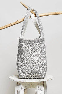 Pol - Women's Hand Block-printed Quilted Floral Tote Bag
