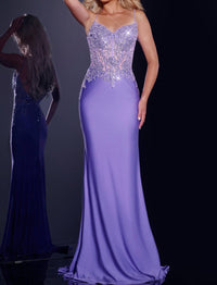 JOVANI Delicate Embroidery Fitted Gown in violet - women's dress