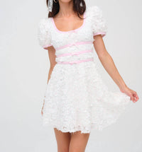For Love & Lemons - Stacked Blossom Lace Mini Dress