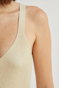 CRESCENT Monnie Ribbed Shimmer Sweater Knit Midi Dress in midsummer gold - women's dress - view 4
