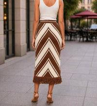DESIGN HISTORY Fringe skirt in syrup cbo - women's skirt - detail view