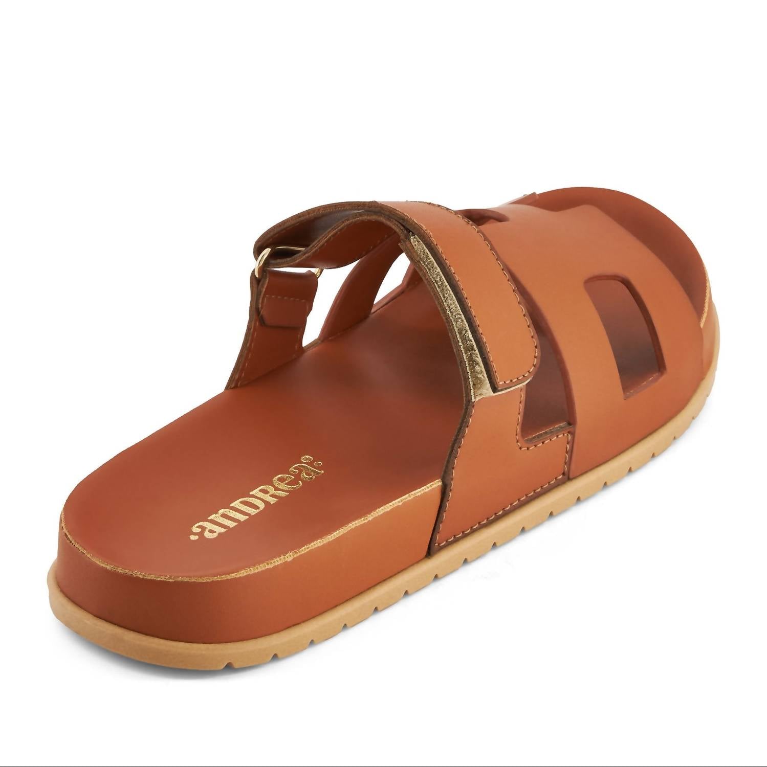 Andrea Women's Casual Flat Sandal in honey - women's sandal - detail view