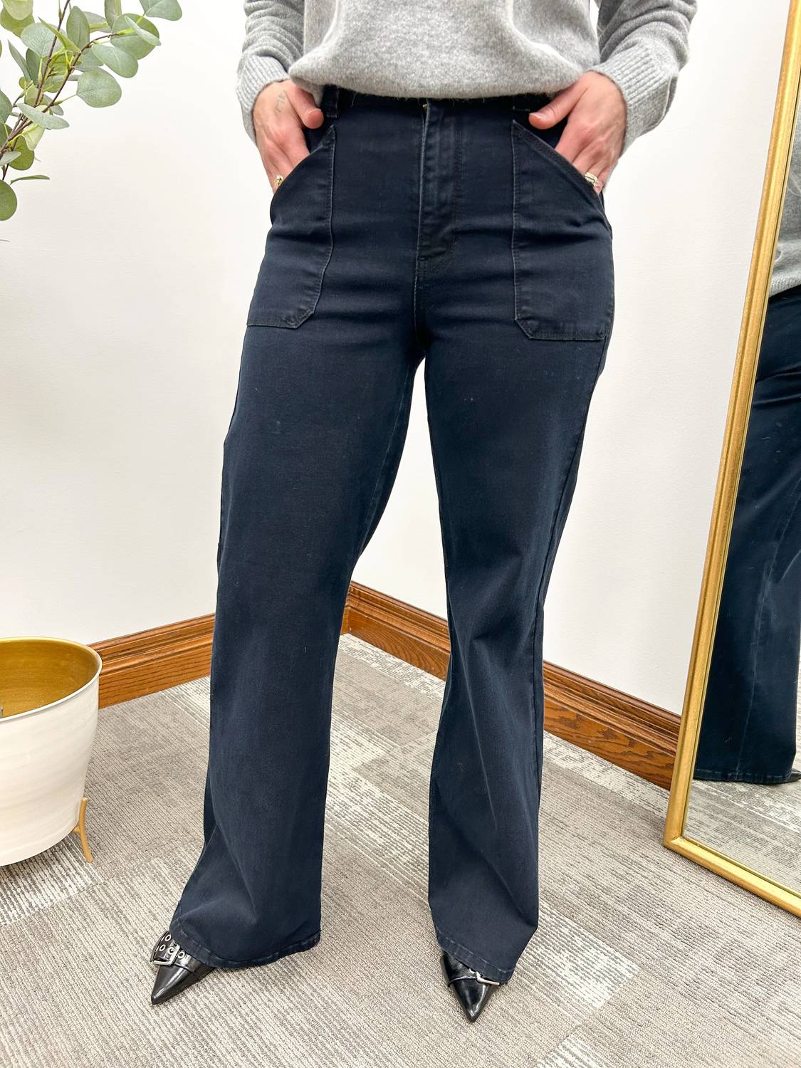Jbd. - Women's Wide Leg Flare Patch Pocket Jeans