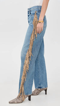 Mother - Fringe Half-pipe Button Sneak Jeans