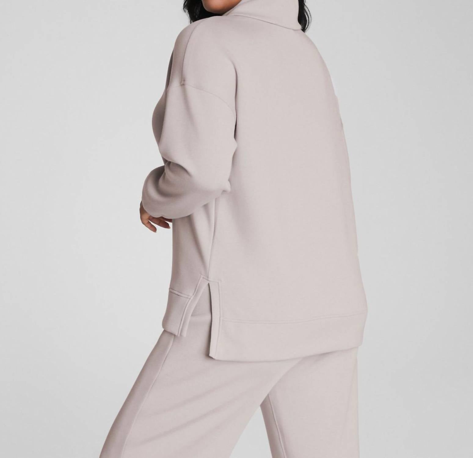 Spanx Air Essentials Tunic Sweatshirt in french grey - women's top - detail view