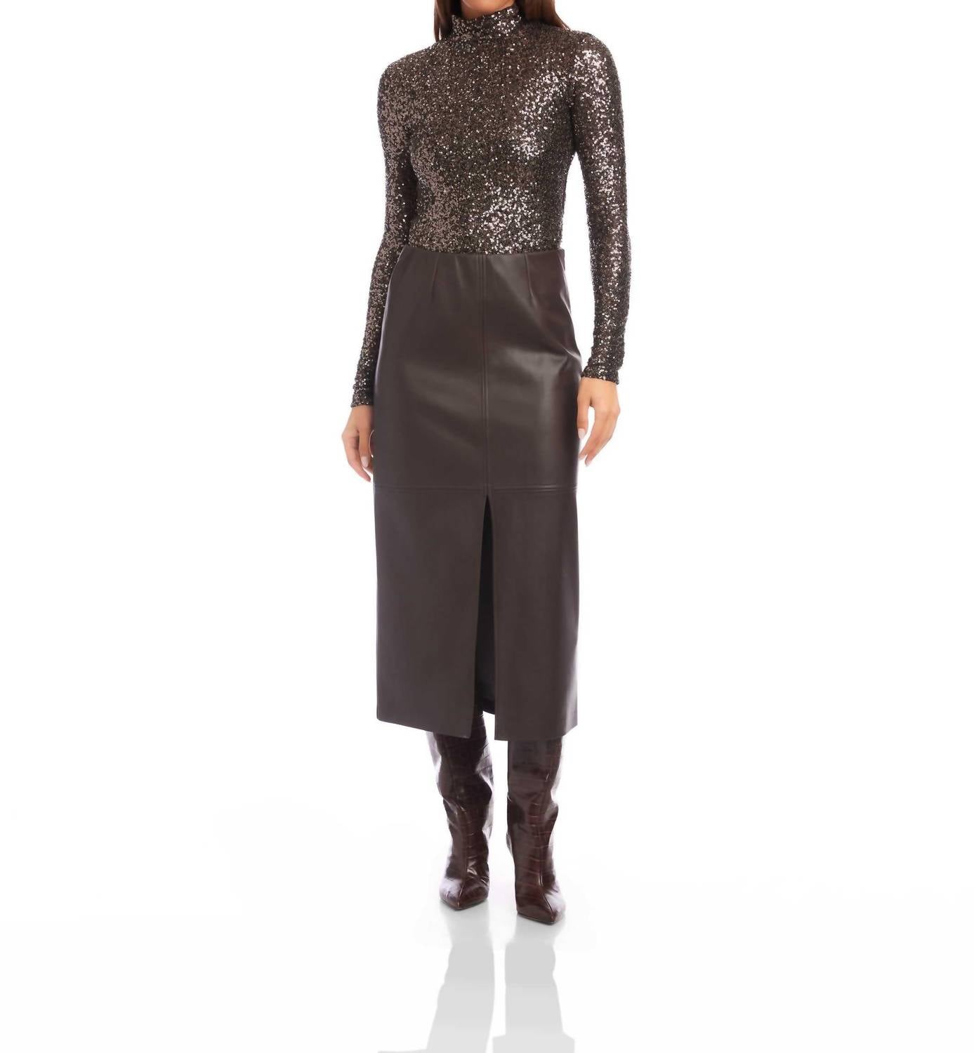 Fifteen Twenty - Kaia Faux Leather Midi Skirt