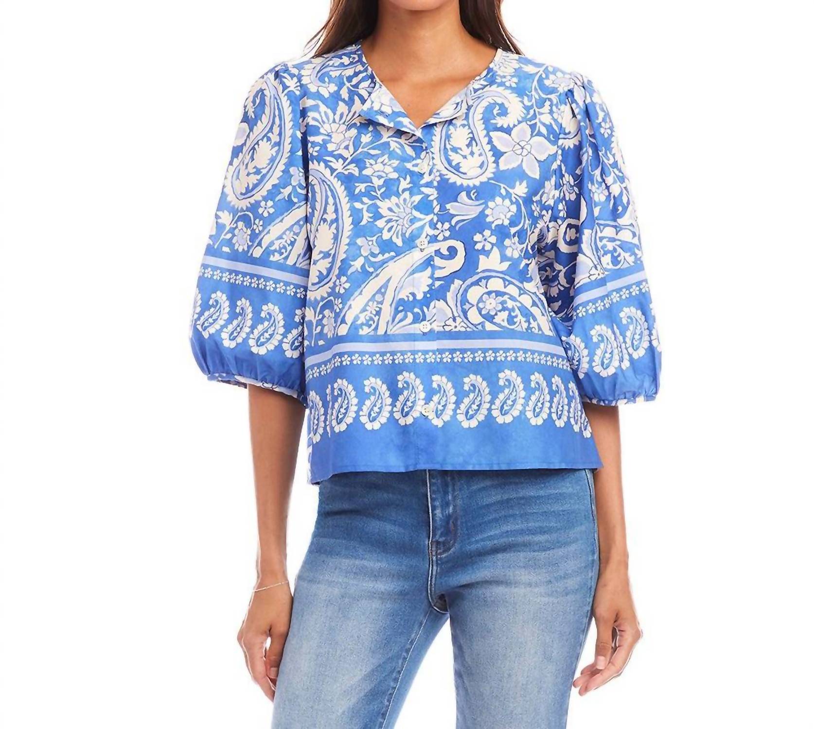Karen Kane - Puff Sleeve Button-Front Shirt