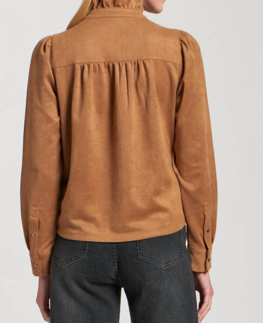 Apny - Long Sleeve Ruffle Trim Top