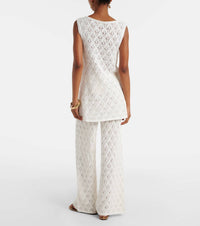FAITHFULL THE BRAND FIO PANT in pointelle knit vintage white - women's pants - detail view