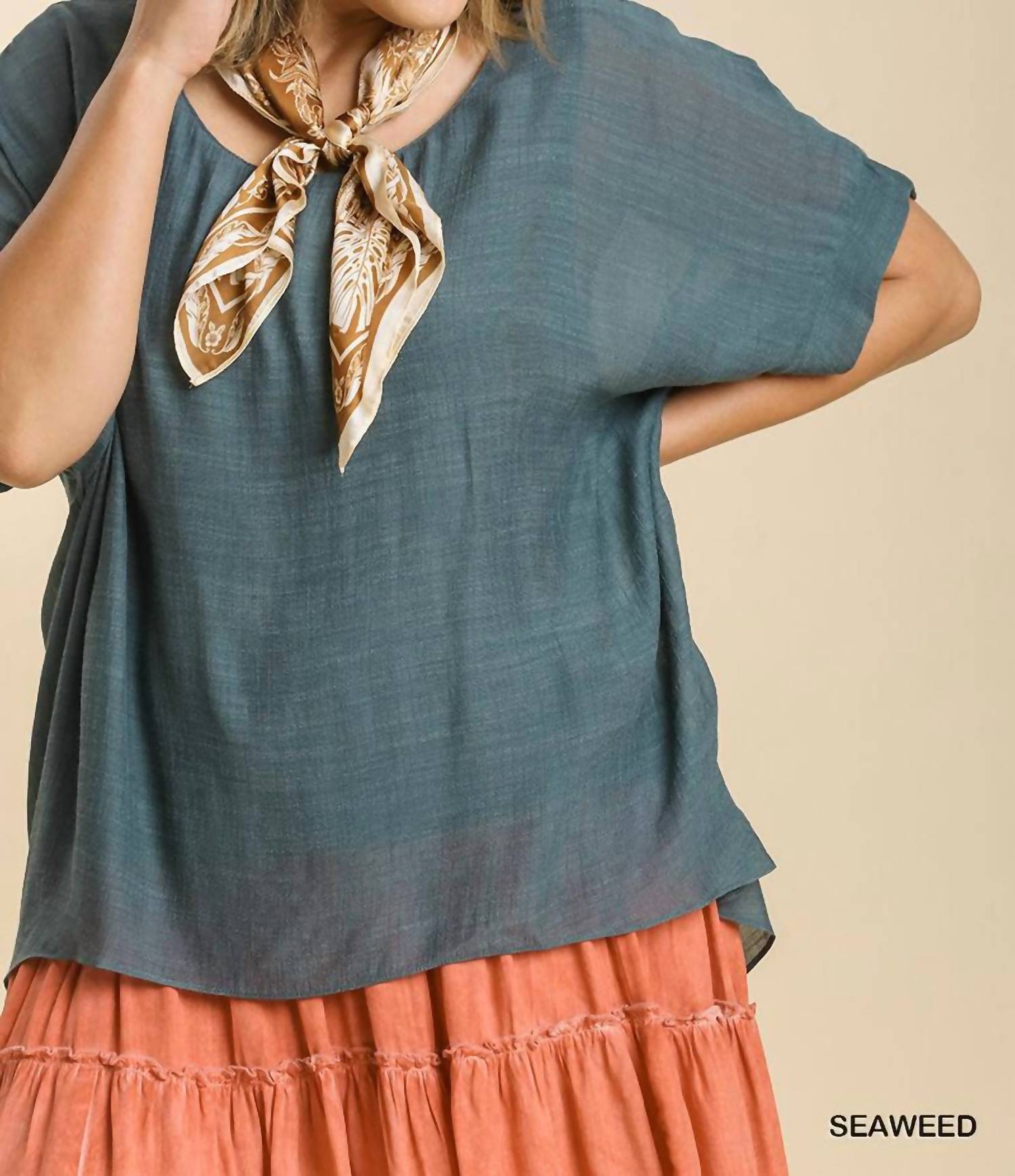 Umgee - Dolman Sleeve Sheer Layered Top - Plus