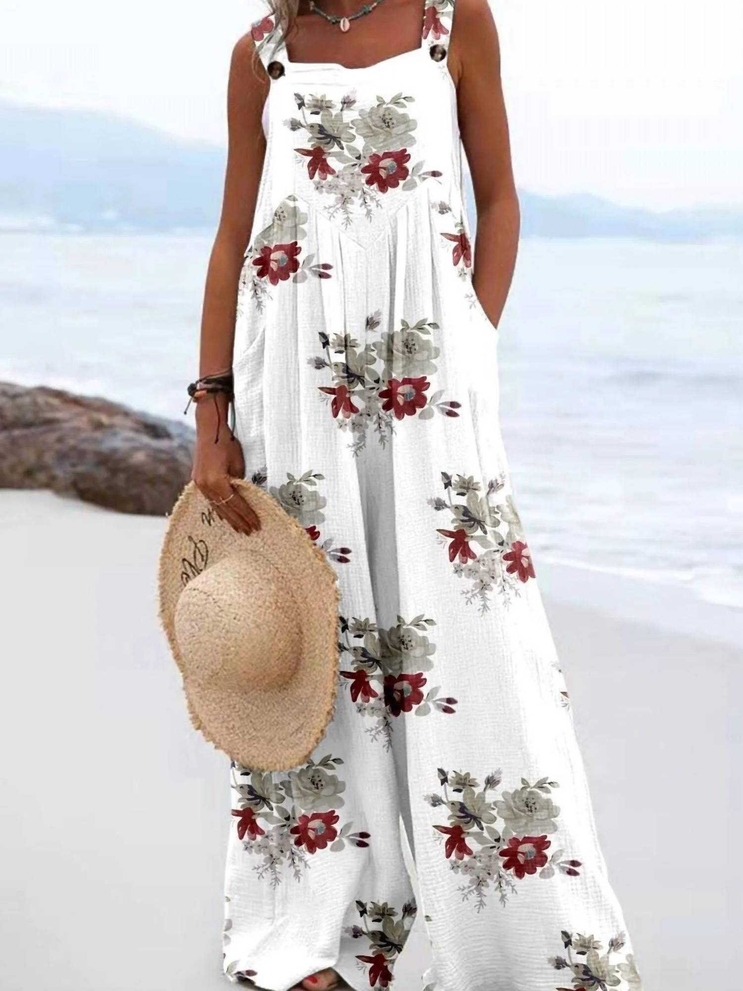 Trendsi - Full Size Floral Wide-Leg Overalls Plus Size