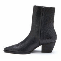 Matisse Women's Caty Bootie in black snake - women's shoe - detail view