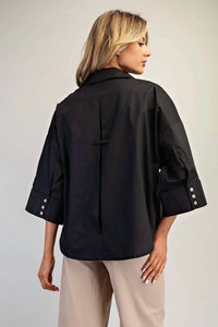 Ee:Some - Back Pleat Button Down Blouse Top