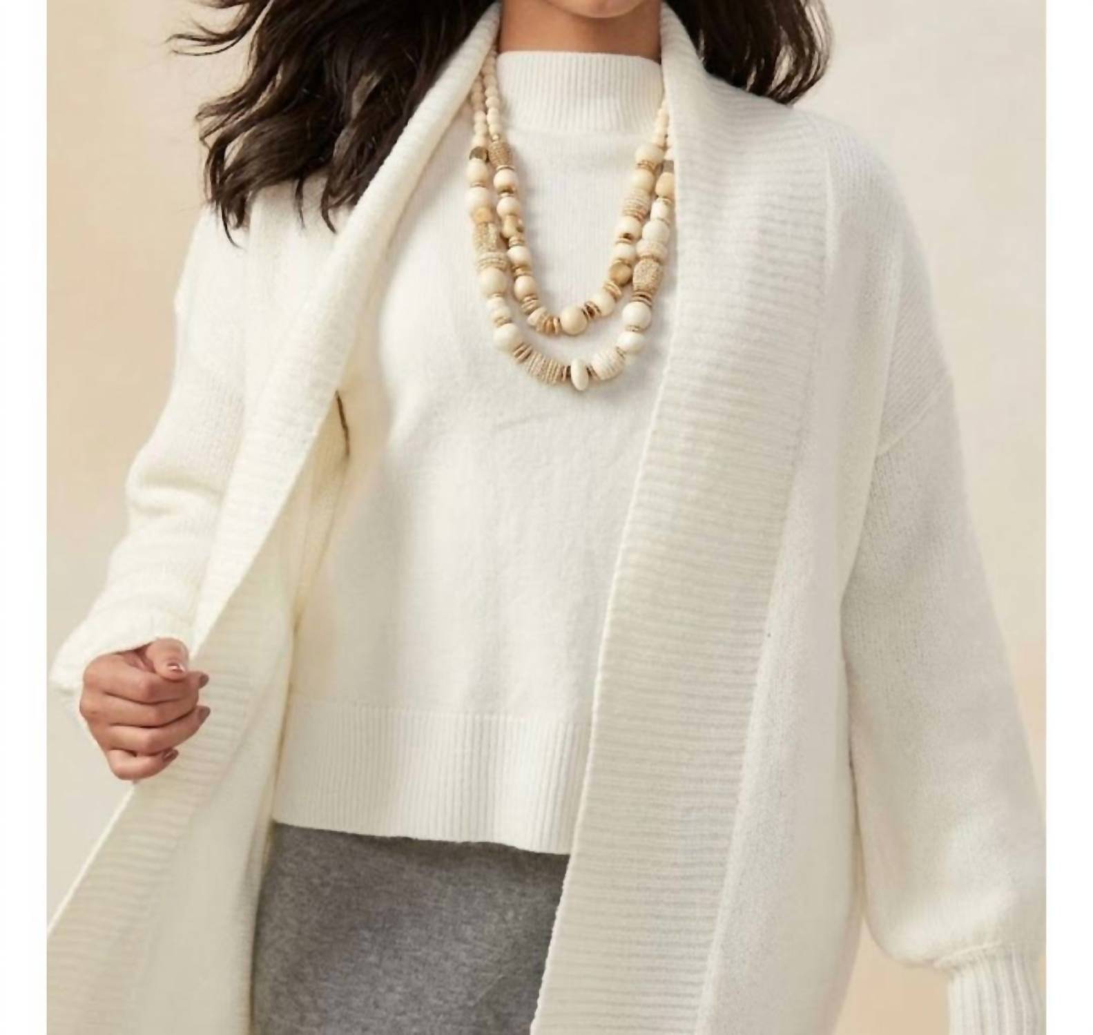 Charlie Paige Gabbi Sweater Cardigan in beige - women's cardigan