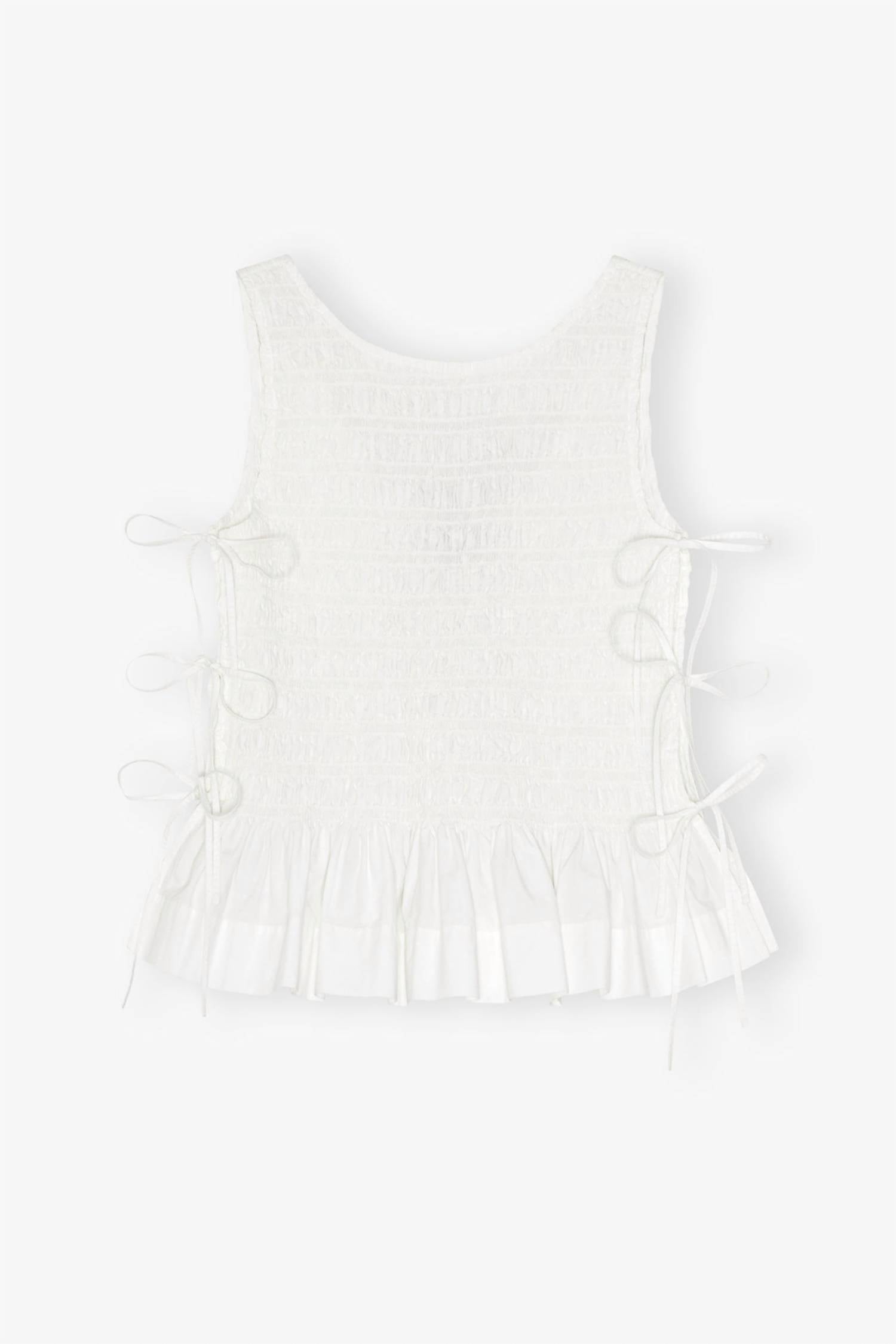 Ganni - Cotton Poplin Smock Tie String Top