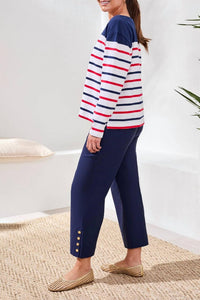 Tribal - Striped Yarn Dye Slub Knit Boat Neck Top