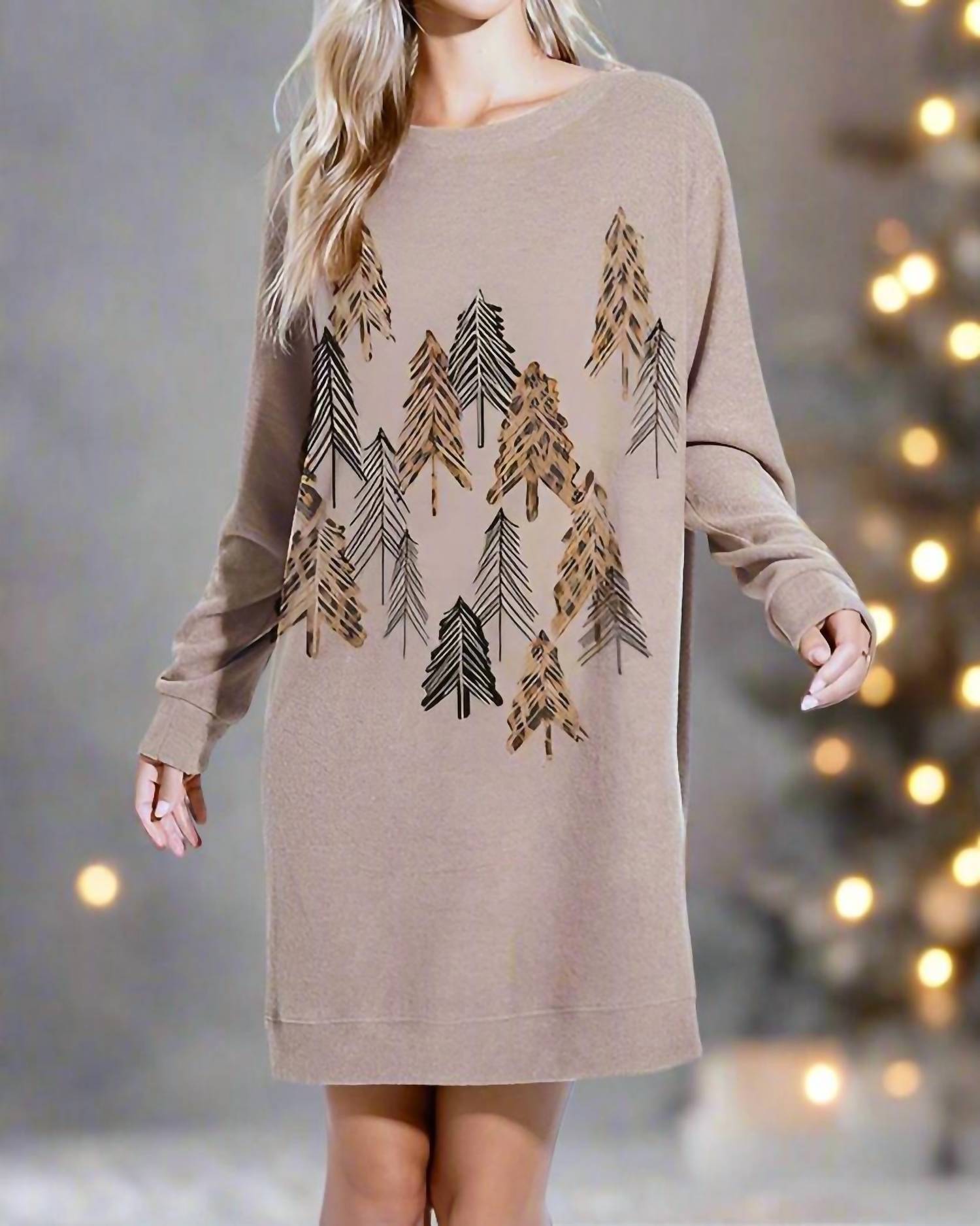 Phil Love - Leopard Trees Dolman Tunic Sweatshirt Dress