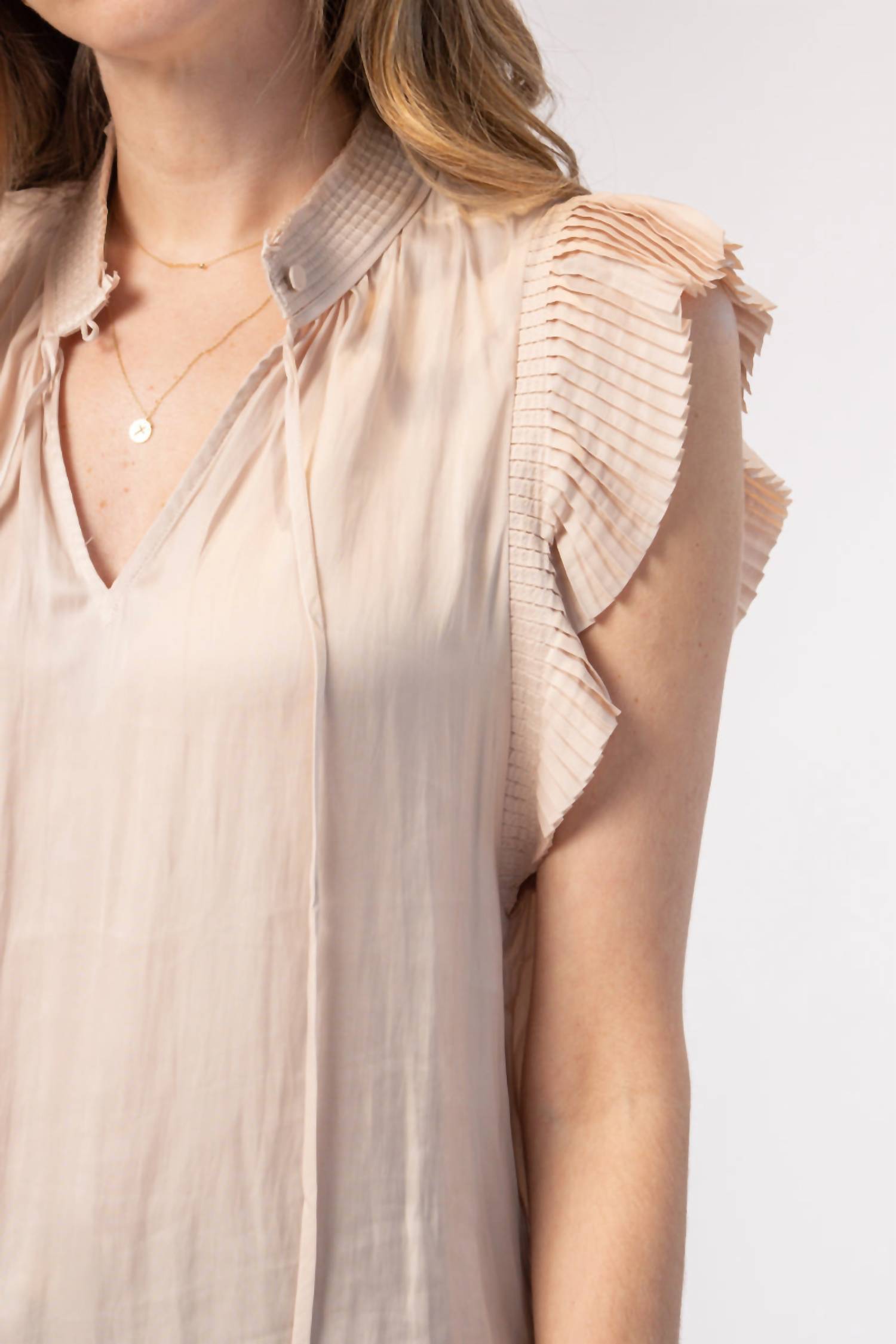 Frame - Pleated Keyhole Blouse