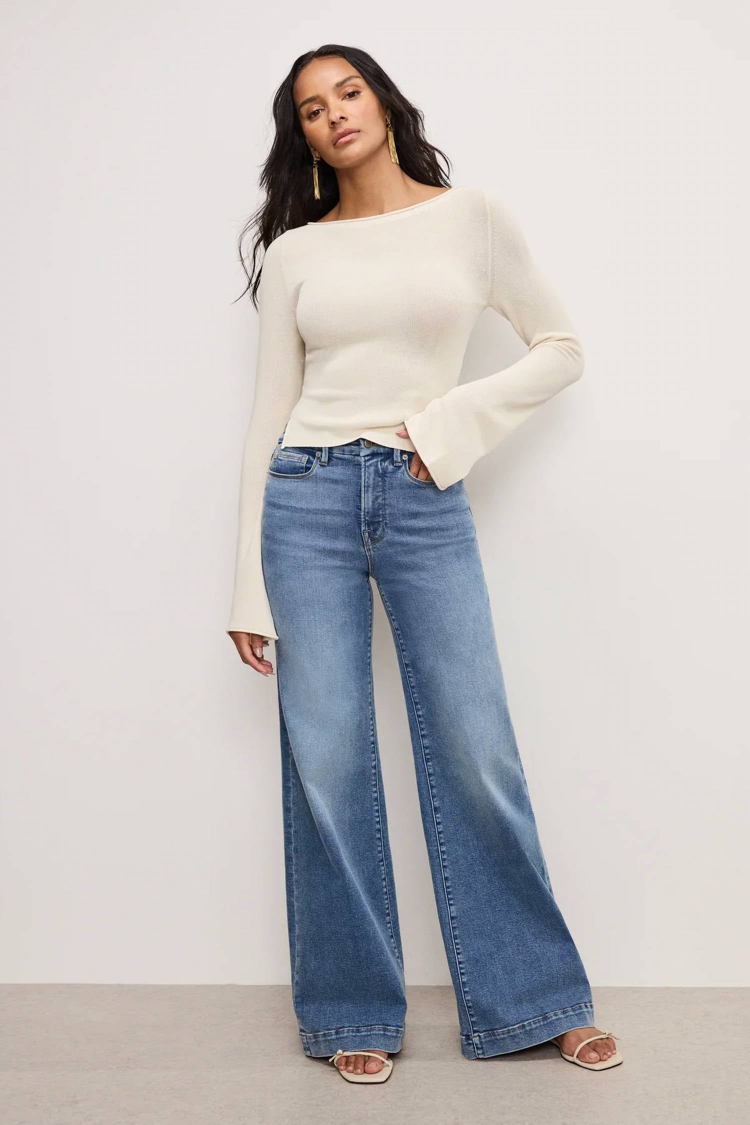 Good American - Good Waist Palazzo Compression Jeans