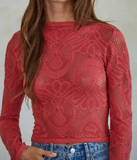 By Together - Jacquard Fishnet Layering Crop Top